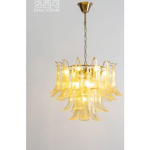 Sand white shell glass chandelier American retro postmodern Nordic bedroom dining room living room chandelier