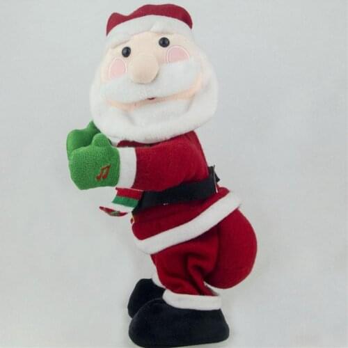 Dancing Christmas Toy Santa Claus Toy Ass Twisting Music Sound Comfortable Touch Dancing Santa Claus Plush Toy for Kids