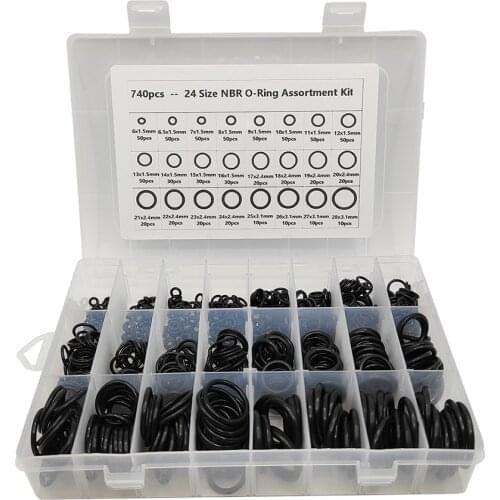 740pcs Nitrile Butadiene Rubber Black Rubber Sealing Ring O-ring High Temperature And Corrosion Resistant Boxed