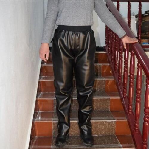 Autumn winter faux leather pants womens Middle-aged pants fashion motorcycle pu trousers for women personality pantalon homme