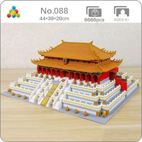 YZ 088 World Architecture Imperial Palace Hall of Supreme Harmony 3D Mini Diamond Blocks Bricks Building Toy for Children no Box