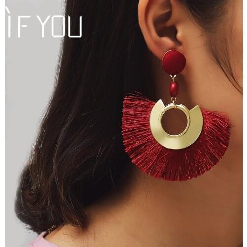 IF YOU Fashion 4 Colors Tassel Drop Earrings For Women Pure Color Beads Big Statement Dangles Earrings Jewelry Party Gift