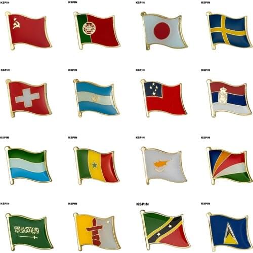 Flag Laple Pin Badge Brooch USSR Portugal Japan Sweden Switzerland El Salvador Samoa Serbia Sierra Leone Senegal