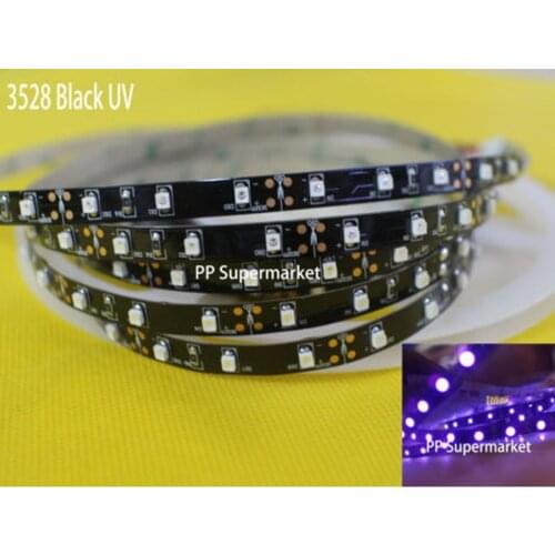 1-5M 12V UV Ultraviolet 395-405nm led strip light 3528 SMD 60led/m no-Waterproof / Waterproof tape lamp Black /White pcb