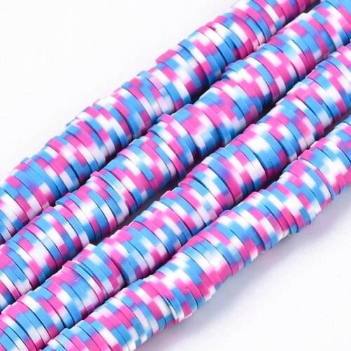 10 Strand 8mm Handmade Polymer Clay Beads Colorful Flat Round Disc Spacer Heishi Beads for Jewelry Making DIY Bracelet Supplies