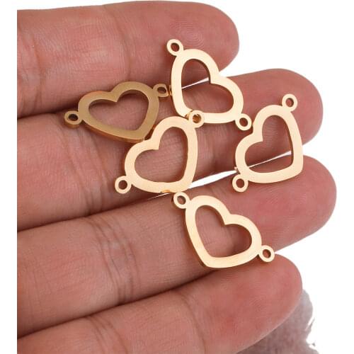 10pcs Lot Stainless Steel Small Heart Connectors Charms DIY Bracelet Jewelry Making Supplies Findings Wholesale Metal Stamping