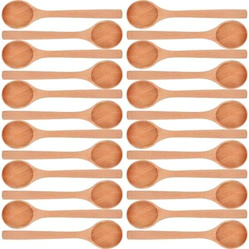 24 Pieces 6.7 Inch Wooden Spoons Condiments Salt Spoons Wooden Oval Spoons Wooden Mixing Spoons