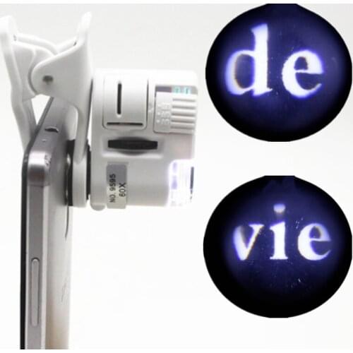 60X Phone Digital Microscope Camera with LED Light Phone Universal Mobile Magnifying Glass Macro Lens Zoom Camera Clip