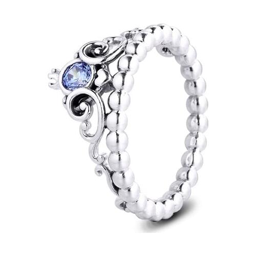 925 Sterling Silver Jewelry Rings for Women Cinderella Blue Tiara Ring 2020 Winter Wedding Ring Gift For Friends Wholesale