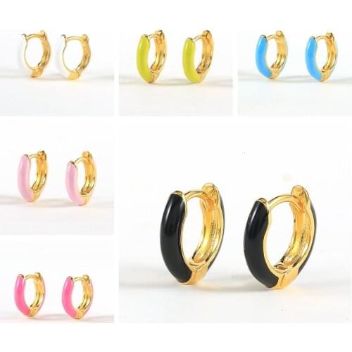 Aide S925 Sterling Silver Huggie Earrings For Women Colorful Dripping Oil Hoop Earrings Ear Piercing Pendientes Gift 2021 Trend
