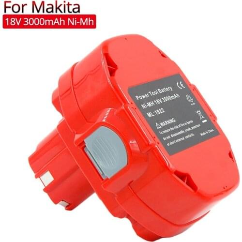 1822 Rechargeable Battery 18V 3.0Ah Ni-Mh Replacement Power Tools Battery for Makita 1833 1834 1835 4334D 6343D Cordless Drills