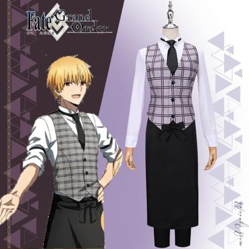 Anime Fate/Grand Order FGO Sweets Paradise Gilgamesh cafe Waiter Maid Coffee Outfit Cosplay Costume Halloween Women FreeShipping