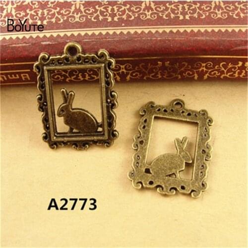 BoYuTe (100 Pieces/Lot) 24*18MM Antique Bronze Plated Zinc Alloy Charms Vintage Rabbit Charms Pendants Metal Jewelry Findings