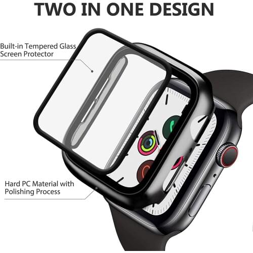 Case For Apple Watch serie 6 5 4 3 SE 44mm 40mm 42mm 38mm Accessories Plated bumper+Tempered glass Screen Protector iWatch cover
