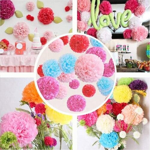 5PCS Tissue Paper Pompoms Handmade Wedding Decorative Paper Fake Flowers Ball Baby Shower Birthday Party Decoration Pom Poms