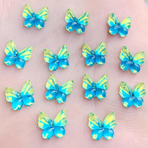 Diy 80pcs Colorful Butterfly Natural Stone Flat back Resin Cabochons Jewelry Accessories 10mm -B2211