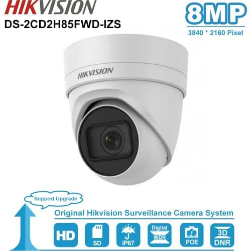 Hikvision Original DS-2CD2H85FWD-IZS 4K 8MP Varifocal Turret Network Camera 2.8-12mm Motorized Lens IR Cut IP67 H.265