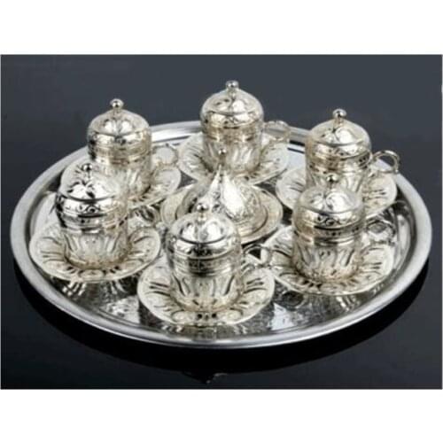 PiTr Import Ottoman Motif 6 Personality Turkish Coffee Set-Silver 346315