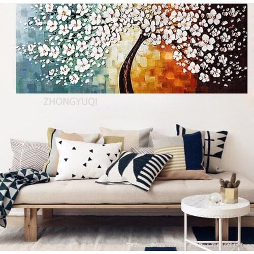 Cherry Blossom Oil Painting Canvas Print Scandinavian Wall Art Picture For Living Room Home Decor Nordic Posters Frameless