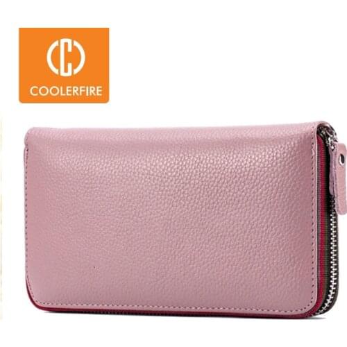 New Fashion Genuine Leather Women Wallets Female Long Zipper Clutch Lady Wallet Wristband Money Bag Cowhide Coin Purse PJ044