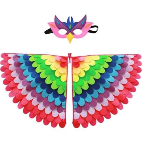 Peacock Bird Costumes Parrot Butterfly Wings Mask Cloak Kids Children Birthday Halloween Girls Boys Animal Clothes