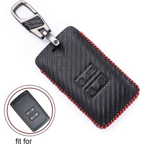 Leather Car Key Cover Case Holder With Key Chain Key Protection For Renault Captur Clio Megane Koleos Kadjar Car Accessories
