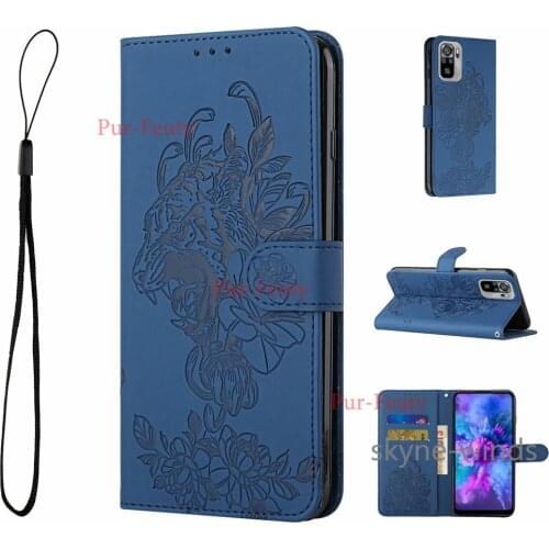 Flip wallet leather case for Xiaomi Redmi Note 10 Pro stand phone holder tiger embossing cover coque fundas for Redmi Note10 Pro