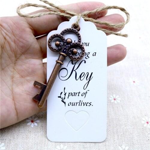 Metal Brass Skeleton Key Beer Bottle Opener 50pcs Wedding Party Favors Vintage Antique Gifts for Guests Party DIY Decorations