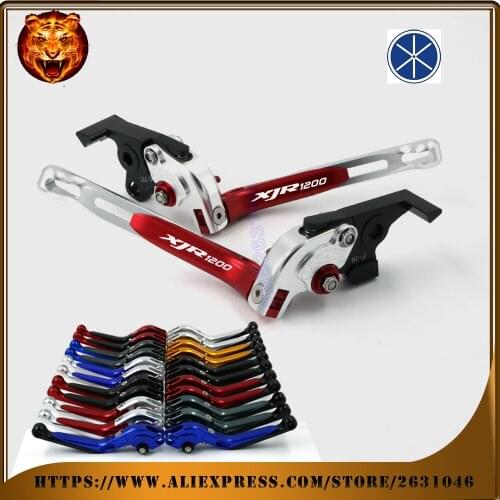 Motorcycle Adjustable Folding Extendable Brake Clutch Lever For YAMAHA XJR 1200 XJR1200 1994 1996 1997 Aluminum with logo