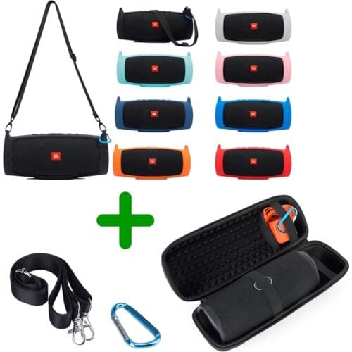 2020 Newest Travel Soft Silicone Case + Hard EVA Zipper Bags For JBL Charge 4 Bluetooth Speaker for JBL Charge4 Case