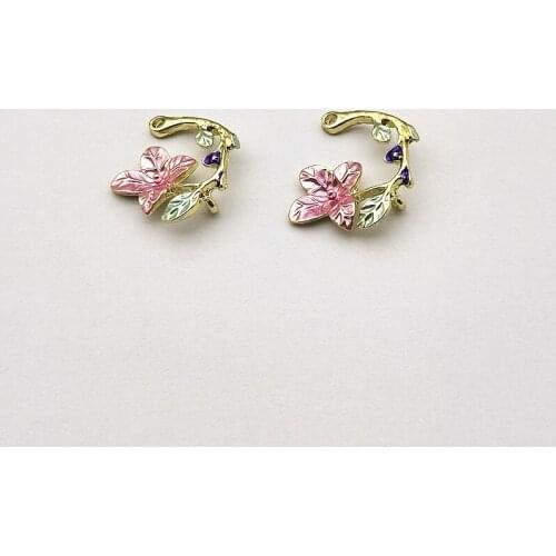 New arrival! 23x25mm Zinc alloy Foil coating Flower Connector for Earring DIY Making, Jewelry Accessories Findings & Component