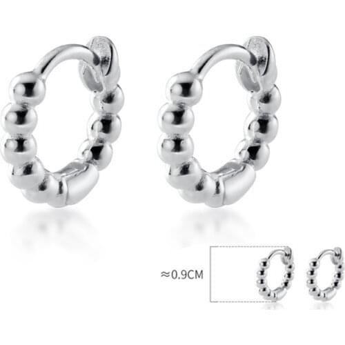 Simple Fashion Earrings 925 Sterling Silver Beads Hoop Earrings Small Ear Bones Fine Jewelry