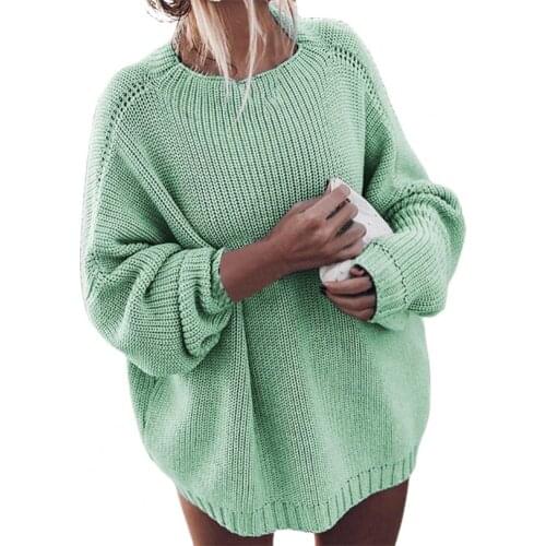 Women Loose Pullover Sweater Skin-friendly Classic Solid Color Casual Knitted Pullover Comfy Long Sleeve Knitted Sweater Female
