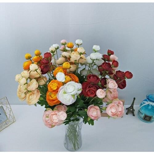 Realistic Looking Fake Flower Eco-Friendly Not Easy Fall Off Faux Silk Flower Pretty 4 Heads Artificial Flower Decor for Wedding