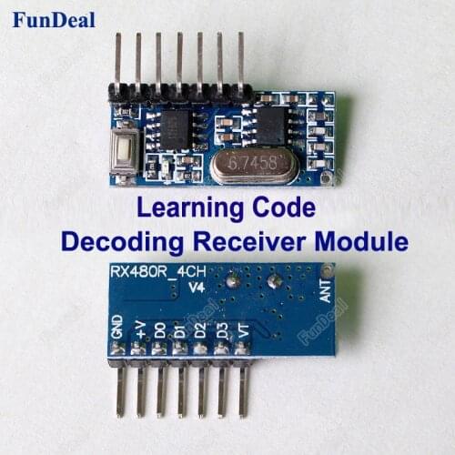 Wholesale 433mhz RX 480 RF Relay Receiver Decoder Module Wireless 4 Channel Output Diy kit For Remote Control 1527 2262 Encoding