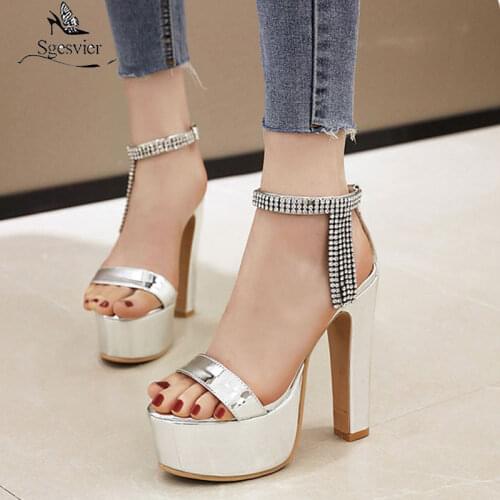 Sgesvier Sex High Heels Platform Sandals Big Size 48 Crystal Tassel Summer Sandals for Ladies Woman Shoes Sandalias Mujer 2020
