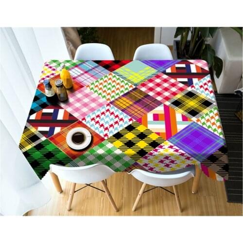 Lattice Pattern Tablecloth 3d Leaf Skull Washable Dustproof Thicken Cotton Cloth Rectangular and Round Table Cloth