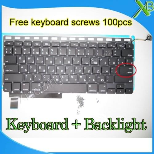 Brand New For MacBook Pro 15.4" A1286 Small Enter RS Russian keyboard+Backlight Backlit+100pcs keyboard screws 2009-2012 Years