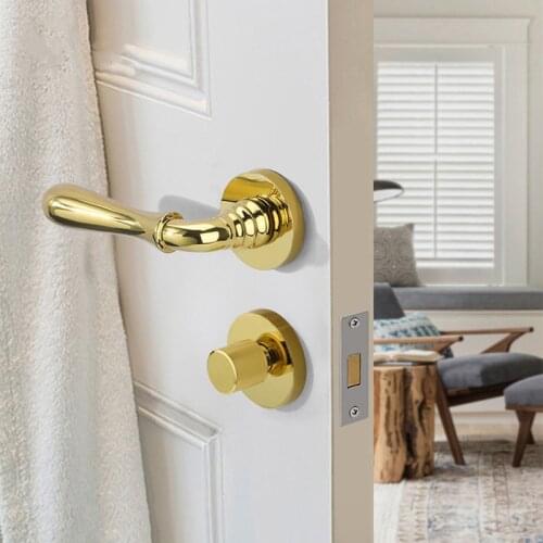 Modern Unilateral Zinc Alloy Safety Anti-theft Door Locks Interior Silent Handle Mechanical Door Lock Hardware Accessories