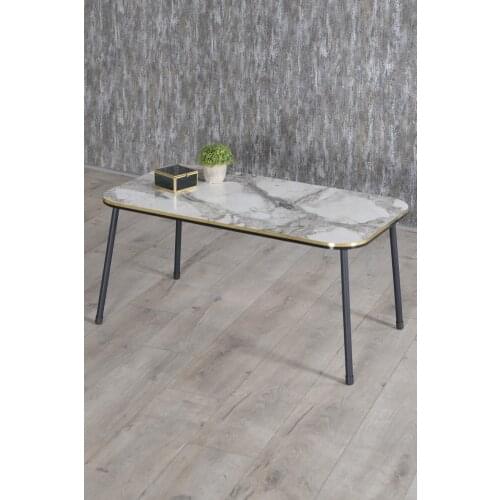 Modern Center Table Nordic Black Metal Foot Double Gold Rectangle At Mount Medium Coffee Table Tea Coffee Service Table Living Room lounge