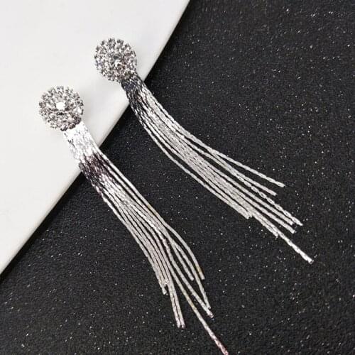 Temperament Long Tassel Earrings Fashion Korean Crystal Rhinestone Earrings For Woman Personality Jewelry Earrings Accessories