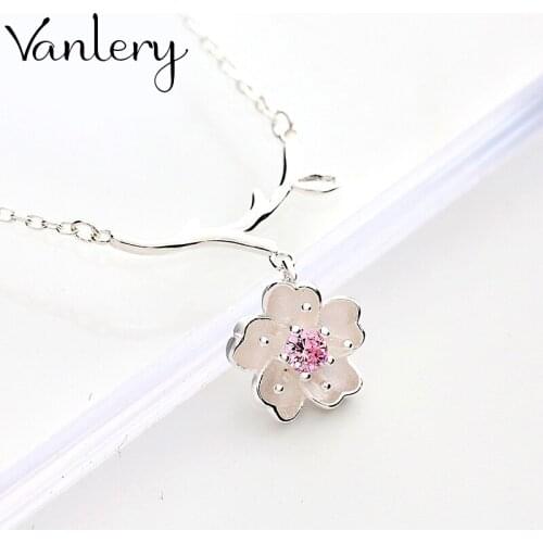 Bohemian Vintage Long Pink Cheery Flower Necklaces For Women Charm Choker Necklace Boho Jewelry New Christmas Gifts