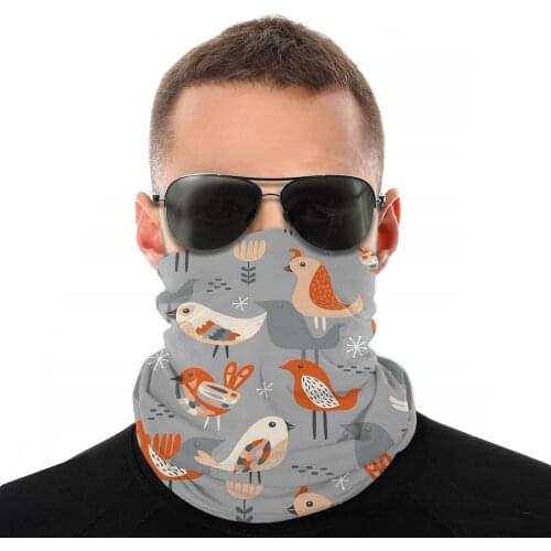 Winter Birds Gray Red Scarf Half Face Mask Men Women Halloween Tube Scarf Tubular Bandana Windproof Headband Cycling Camping