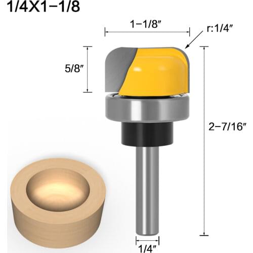 1/4" 6.35mm Shank 1-1/8" Diameter Bowl & Tray Router Bit Wood Milling Cutter