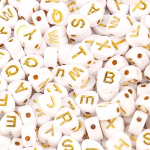100/200/300pcs Gold Color Love Heart Letter Acrylic Beads 4*7mm Alphabet Loose Spacer Beads For Jewelry Making Diy Bracelets