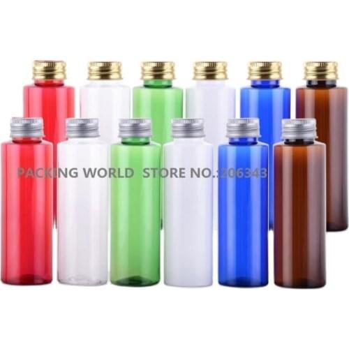 100ml TRANSPARENT PET bottle with gold/silver aluminum lid plastic stopper for lotion/water/emulsion/toner cosmetic packing