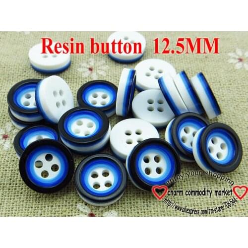 100PCS 12.5MM 4-holes blue round Dyed RESIN buttons coat boots sewing clothes accessories R-175-4