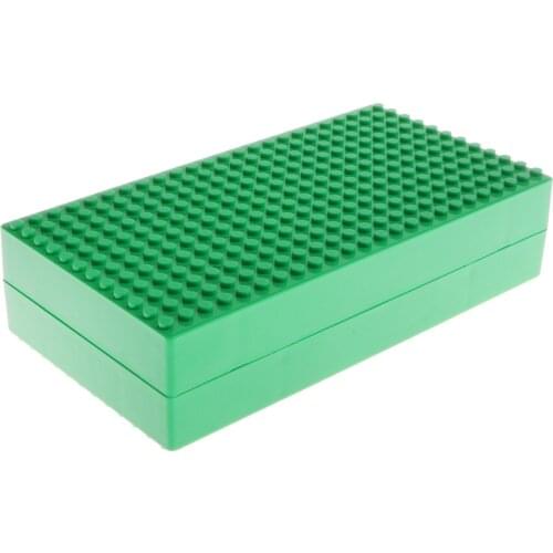 19x10cm Plastic Building Blocks Storage Box Bricks Base Plate Organizer Case Compatible Kids Building Kits Accessories –Green