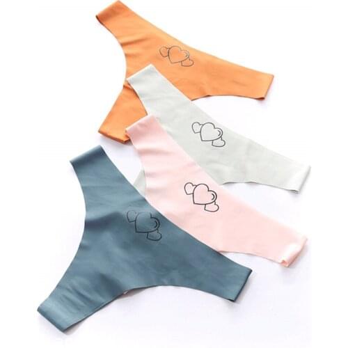 3Pcs Womens Underwear Panties Sexy Thong Soft Breathable Ice Silk Panties Women Seamless T-Back Low-Rise Lingerie G-String