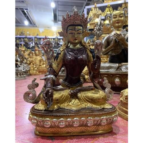 30CM large GOOD buddha statue Asia home family Buddhism protection Gilding Guan yin Bodhisattva White Tara buddha BRONZE statue